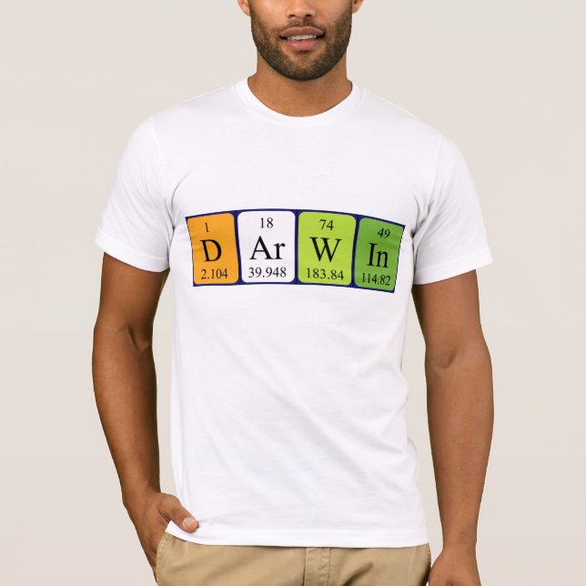 T-shirt Chemise de nom de table périodique Darwin (Devant)