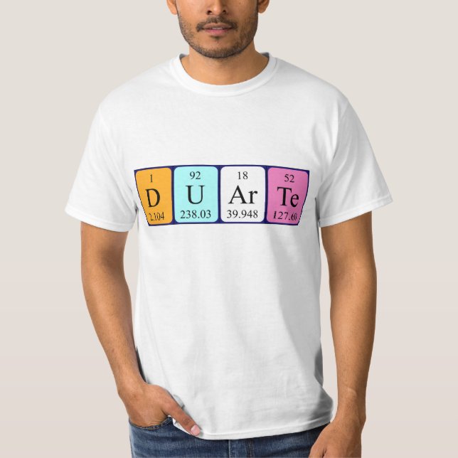 T-shirt Chemise de nom de table périodique de Duarte (Devant)