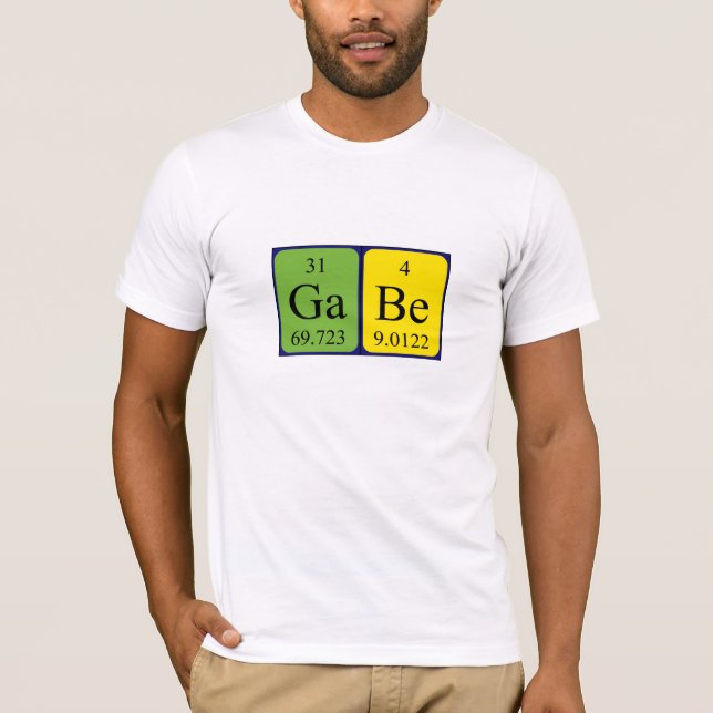 T-shirt Chemise de nom de table périodique de Gabe (Devant)