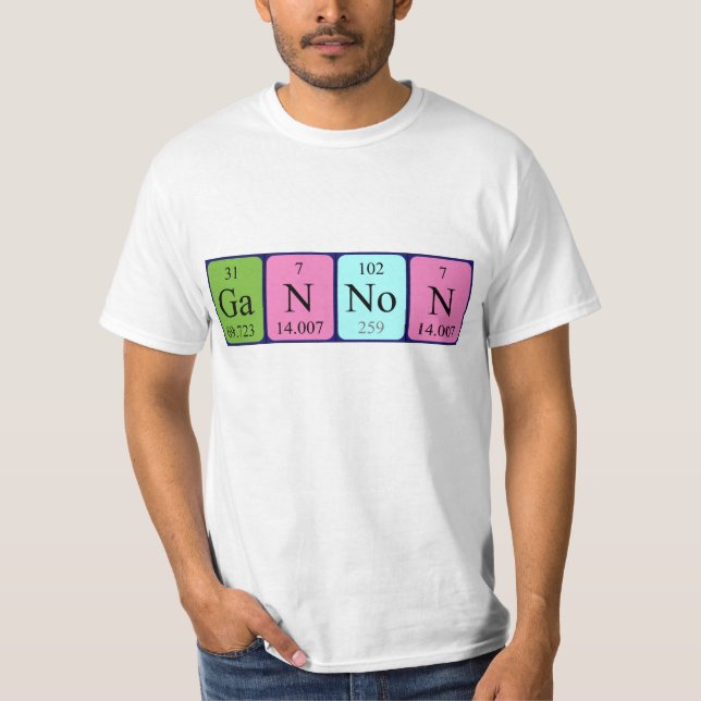 T-shirt Chemise de nom de table périodique de Gannon (Devant)