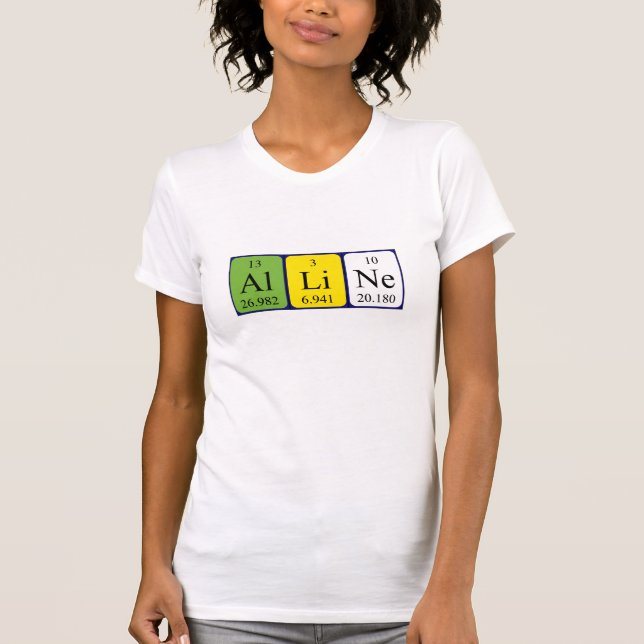 T-shirt Chemise de nom de table périodique de la ligne (Devant)
