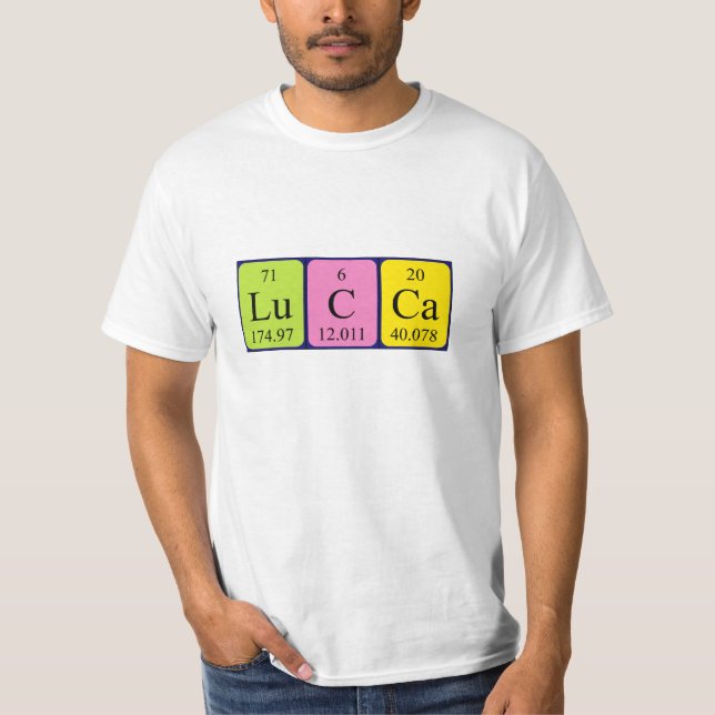 T-shirt Chemise de nom de table périodique de Lucques (Devant)