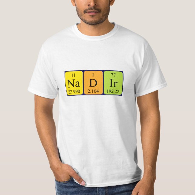 T-shirt Chemise de nom de table périodique de nadir (Devant)