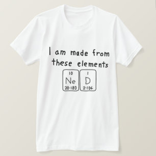 T-shirt Chemise de nom de table périodique de Ned