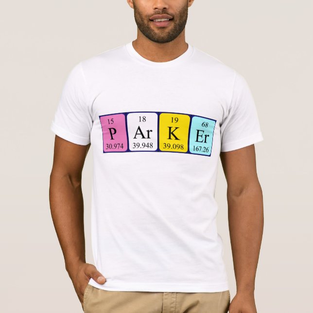 T-shirt Chemise de nom de table périodique de Parker (Devant)