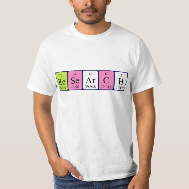 T-shirt Chemise de nom de table périodique de recherches (Devant)