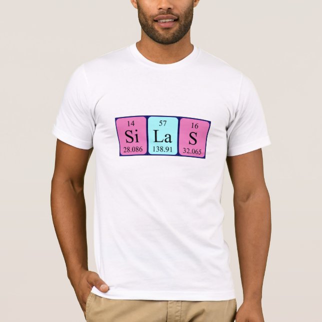 T-shirt Chemise de nom de table périodique de Silas (Devant)