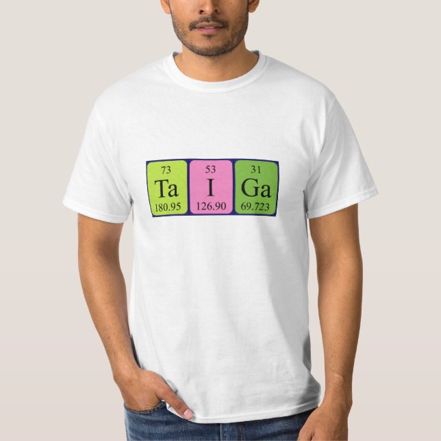 T-shirt Chemise de nom de table périodique de Taiga (Devant)