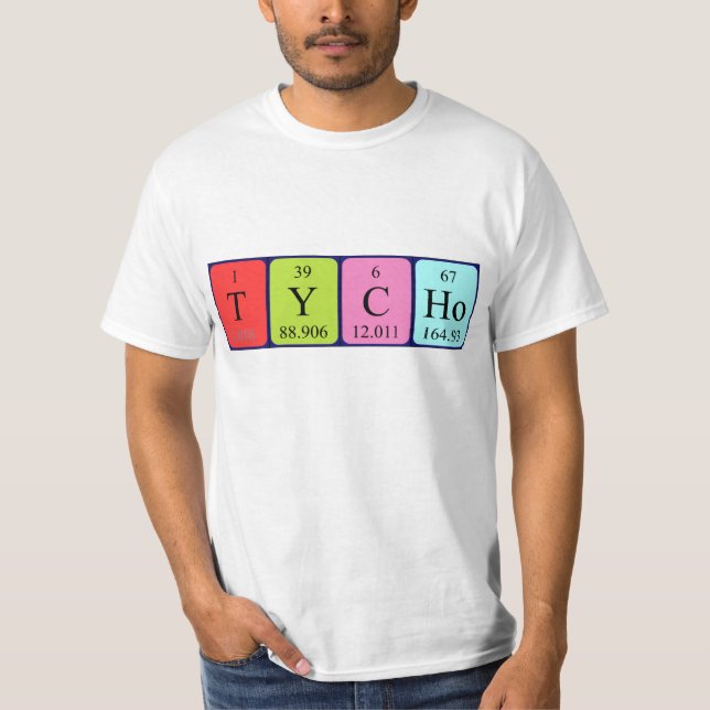 T-shirt Chemise de nom de table périodique de Tycho (Devant)