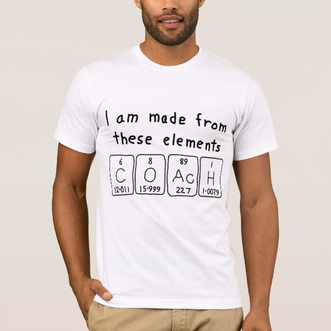T-shirt Chemise de nom de table périodique d'entraîneur (Devant)