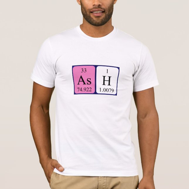 T-shirt Chemise de nom de table périodique des cendres (Devant)