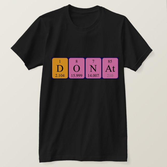 T-shirt Chemise de nom de table périodique Donat (Design devant)