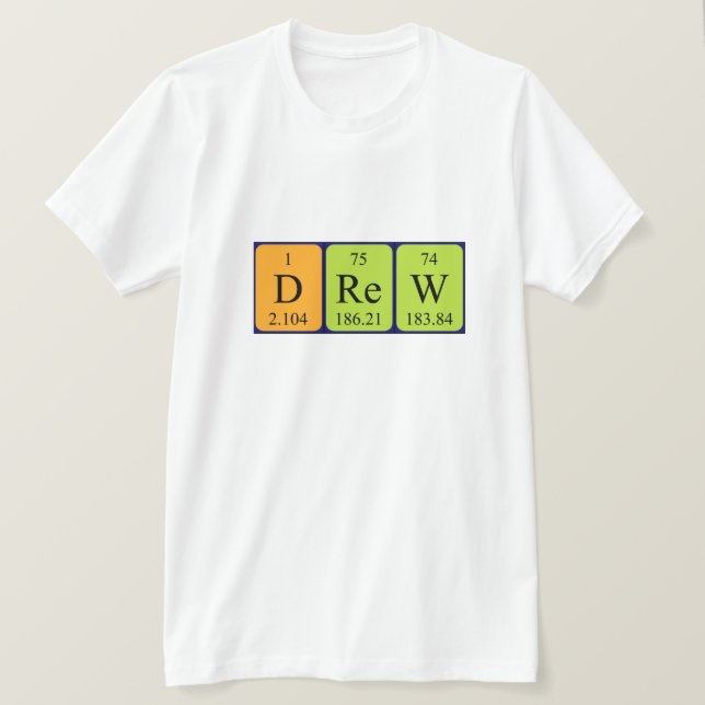 T-shirt Chemise de nom de table périodique Drew (Design devant)