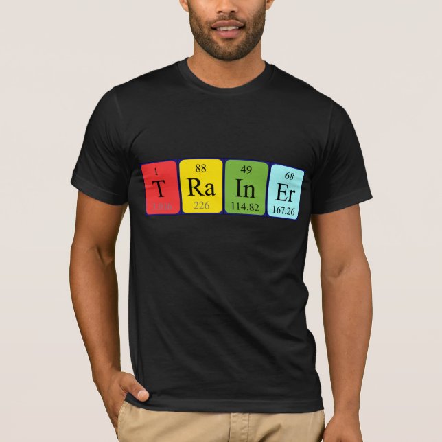 T-shirt Chemise de nom de table périodique du formateur (Devant)