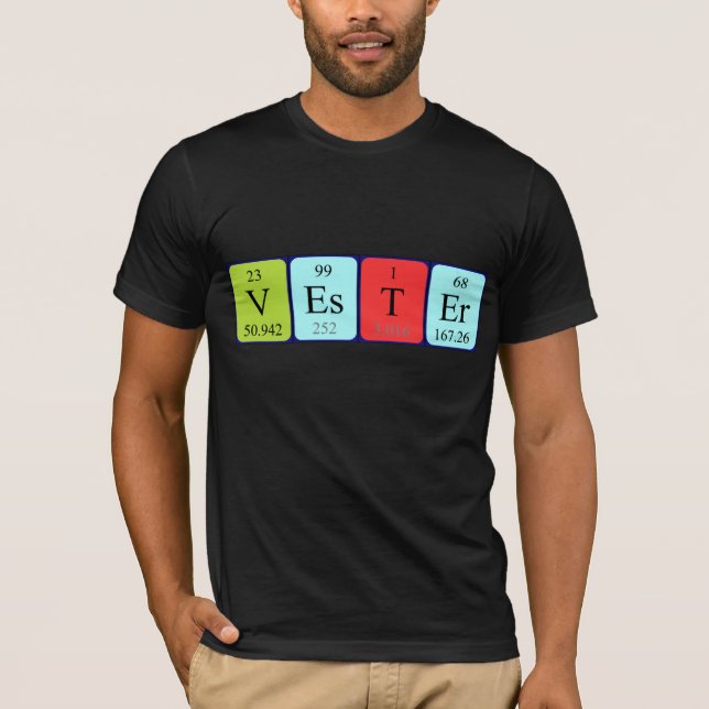 T-shirt Chemise de nom de table périodique du véhicule (Devant)