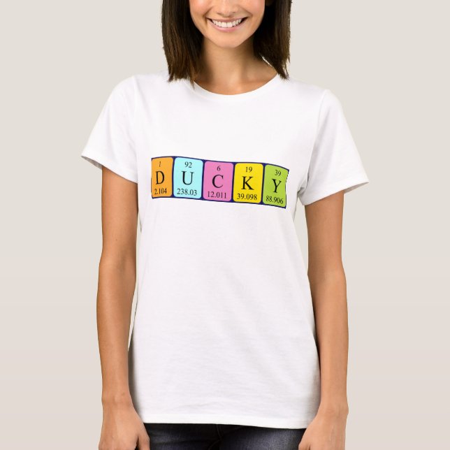 T-shirt Chemise de nom de table périodique Ducky (Devant)