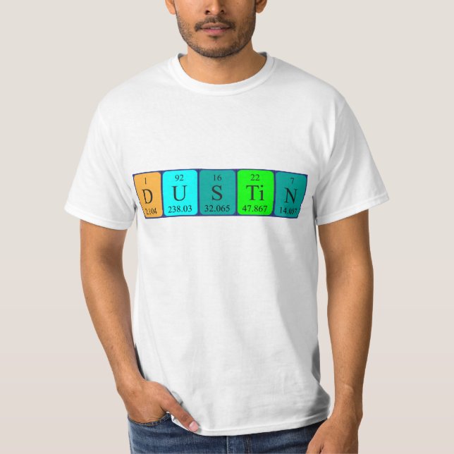 T-shirt Chemise de nom de table périodique Dustin (Devant)