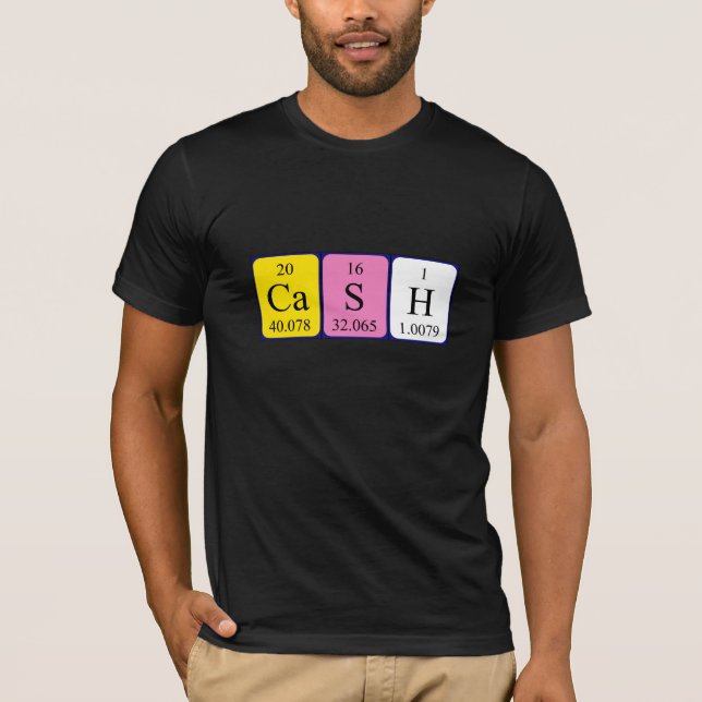 T-shirt Chemise de nom de table périodique en espèces (Devant)