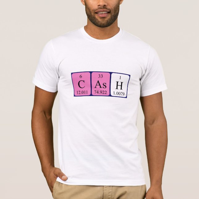 T-shirt Chemise de nom de table périodique en espèces (Devant)