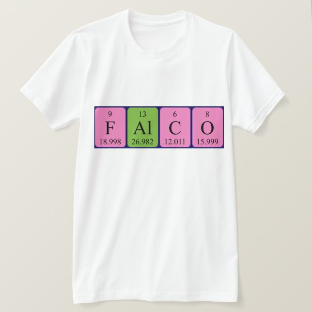 T-shirt Chemise de nom de table périodique Falco (Design devant)