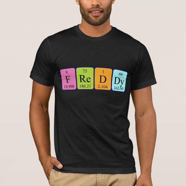 T-shirt Chemise de nom de table périodique Freddy (Devant)