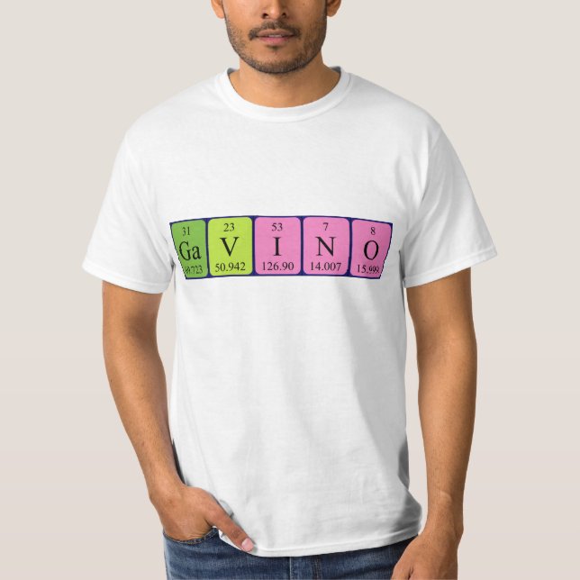 T-shirt Chemise de nom de table périodique Gavino (Devant)