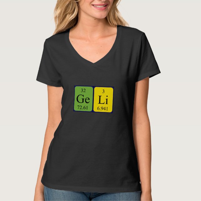T-shirt Chemise de nom de table périodique Geli (Devant)