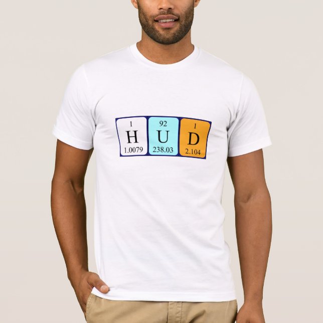 T-shirt Chemise de nom de table périodique Hud (Devant)