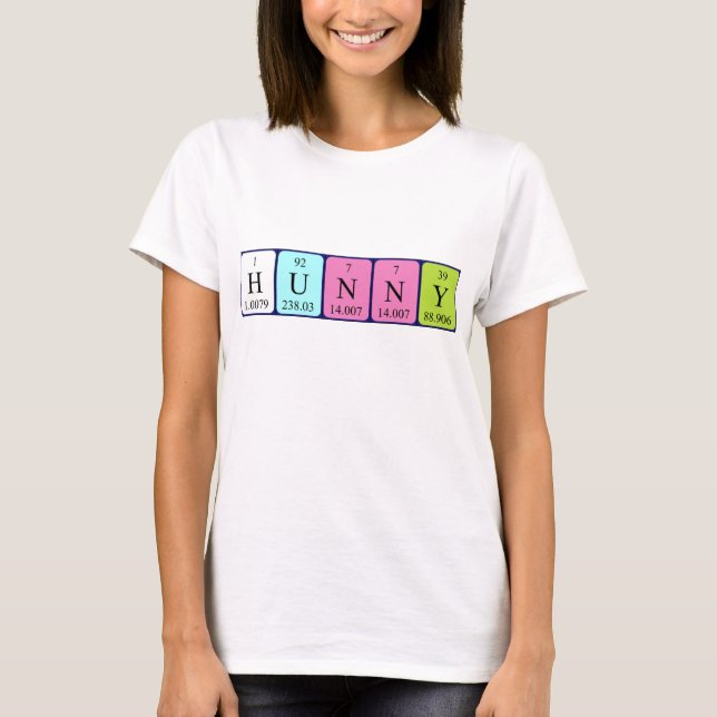 T-shirt Chemise de nom de table périodique Hunny (Devant)