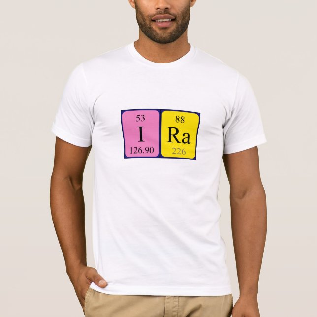 T-shirt Chemise de nom de table périodique Ira (Devant)