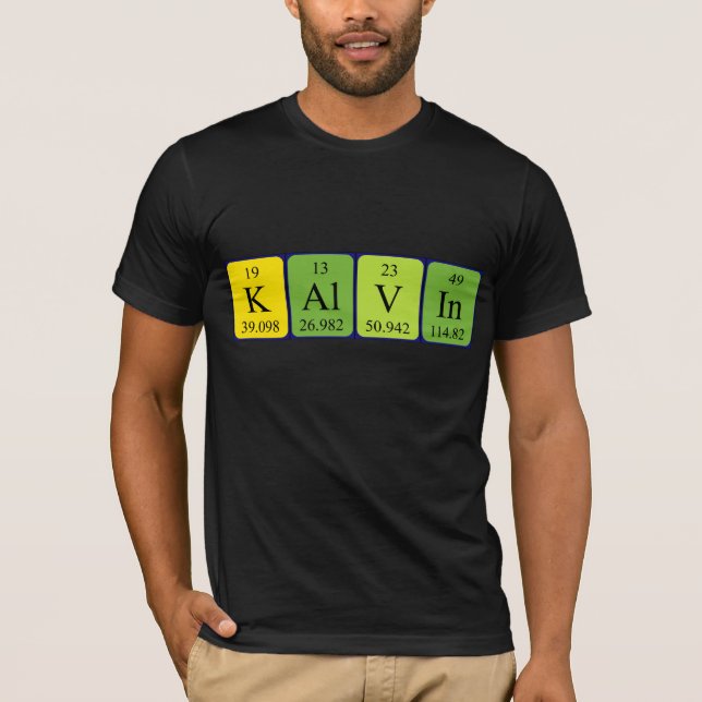 T-shirt Chemise de nom de table périodique Kalvin (Devant)