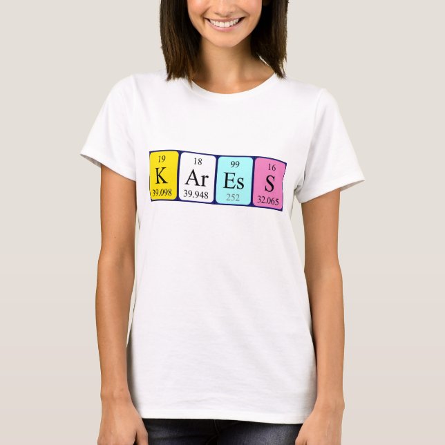 T-shirt Chemise de nom de table périodique Karess (Devant)
