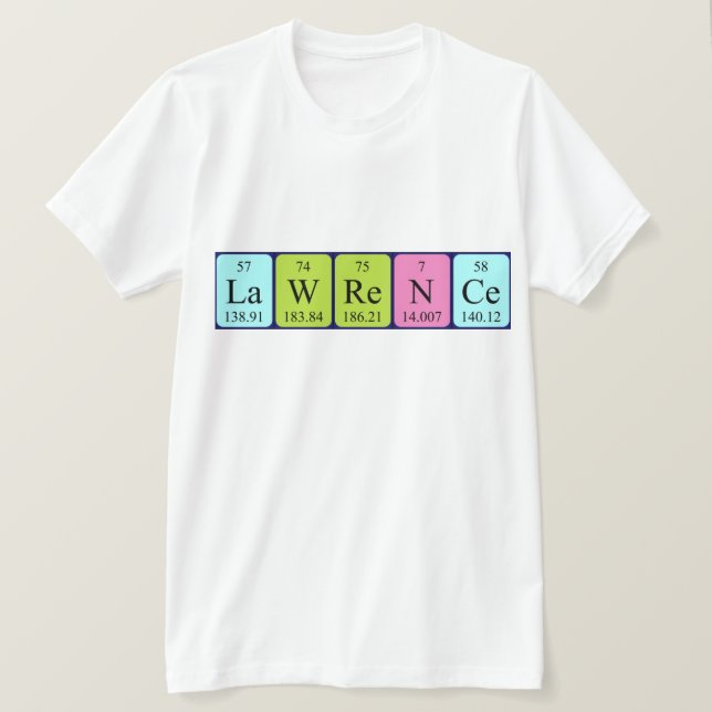 T-shirt Chemise de nom de table périodique Lawrence (Design devant)