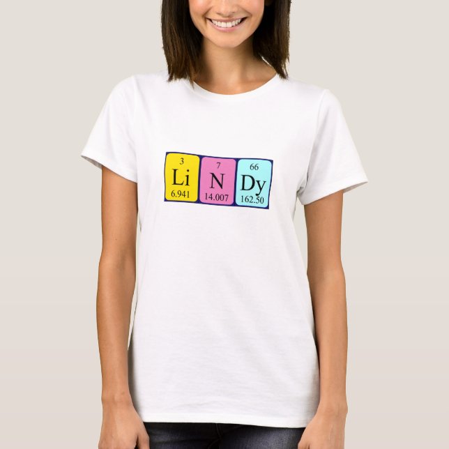 T-shirt Chemise de nom de table périodique linéaire (Devant)