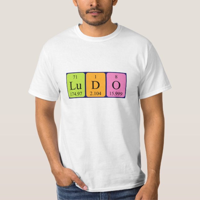 T-shirt Chemise de nom de table périodique Ludo (Devant)