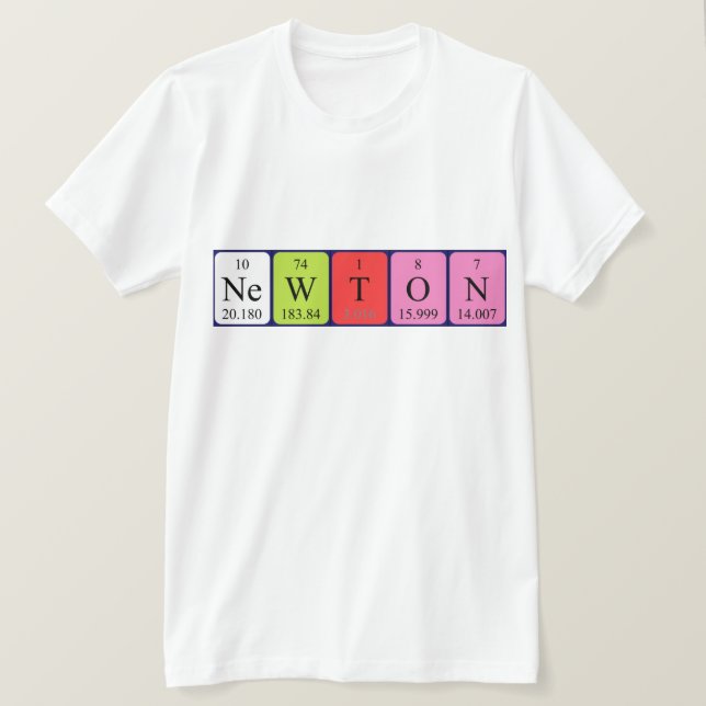 T-shirt Chemise de nom de table périodique Newton (Design devant)