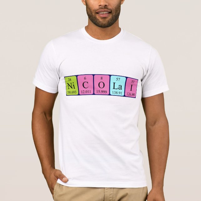 T-shirt Chemise de nom de table périodique Nicolai (Devant)