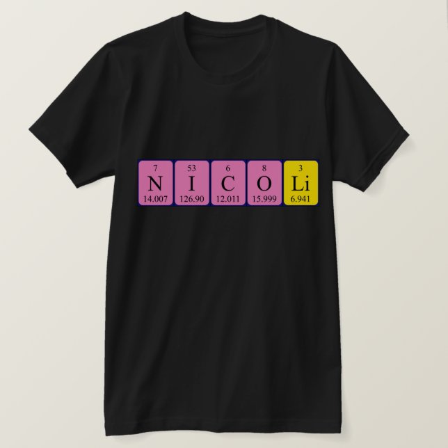 T-shirt Chemise de nom de table périodique Nicoli (Design devant)