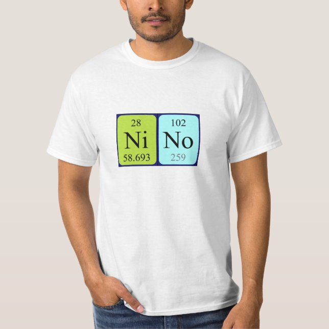 T-shirt Chemise de nom de table périodique Nino (Devant)