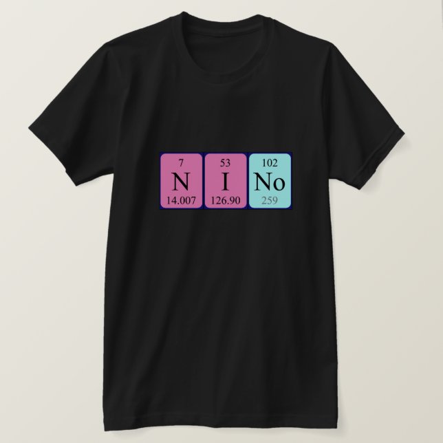 T-shirt Chemise de nom de table périodique Nino (Design devant)