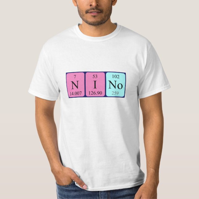 T-shirt Chemise de nom de table périodique Nino (Devant)