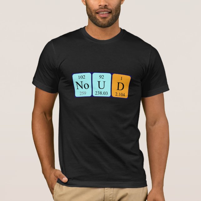 T-shirt Chemise de nom de table périodique Noun (Devant)