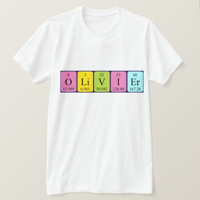 T-shirt Chemise de nom de table périodique Olivier (Design devant)