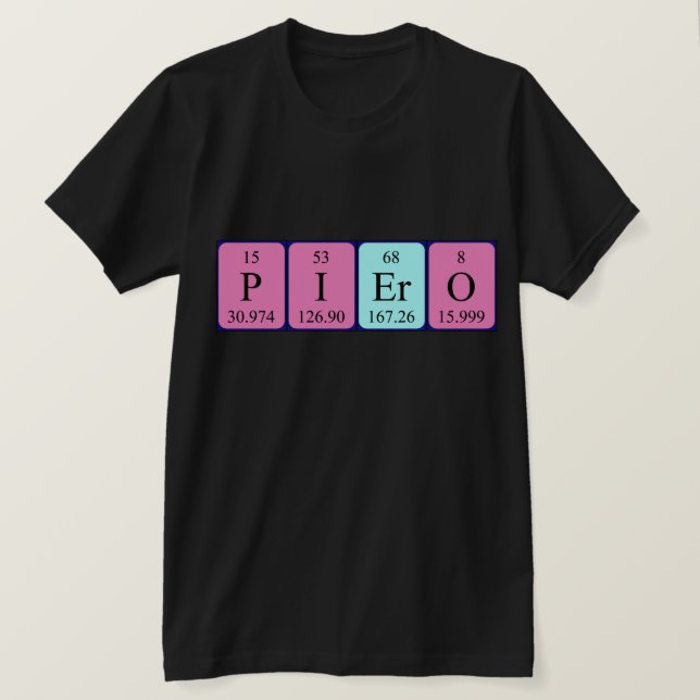 T-shirt Chemise de nom de table périodique Piero (Design devant)