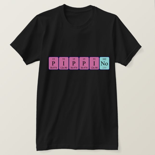 T-shirt Chemise de nom de table périodique Pippino (Design devant)