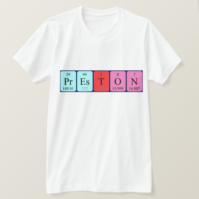 T-shirt Chemise de nom de table périodique Preston (Design devant)