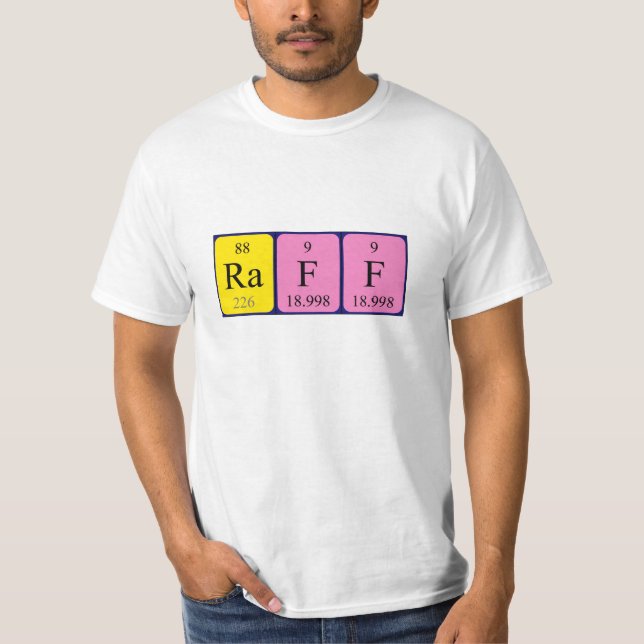 T-shirt Chemise de nom de table périodique Raff (Devant)