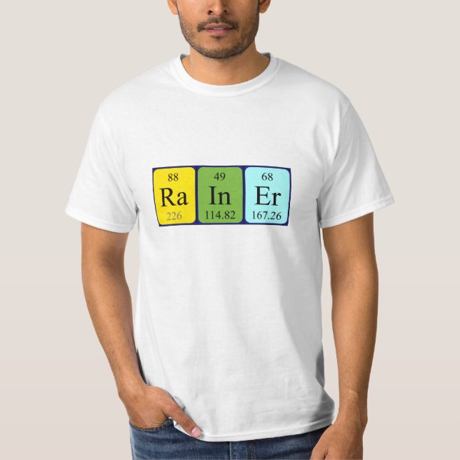 T-shirt Chemise de nom de table périodique Rainer (Devant)
