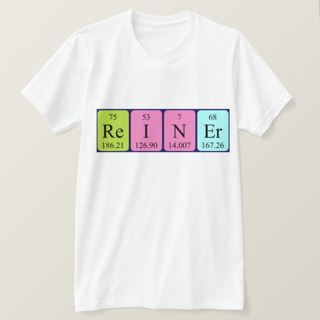 T-shirt Chemise de nom de table périodique Reiner (Design devant)
