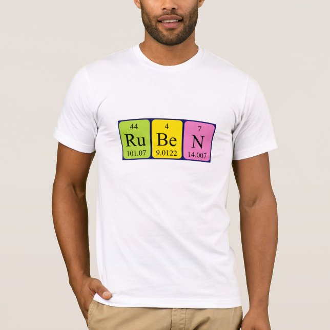 T-shirt Chemise de nom de table périodique Ruben (Devant)